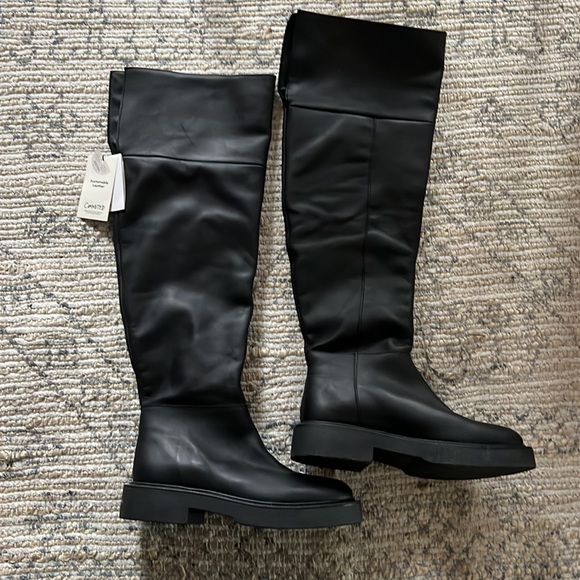 NWT_MANGO Leather Boot With Tall Leg - Picture 8 of 9